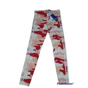 NWT Girl's ADIDAS Leggings Pink White Camo Knit XL